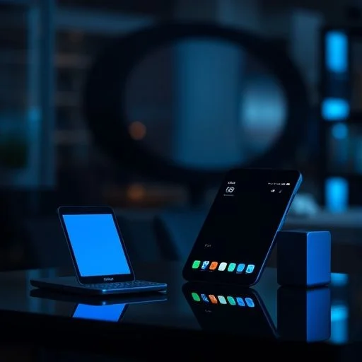 A panoramic, sophisticated, abstract smart city landscape at dawn or dusk. Depicts interconnected, elegantly designed buildings, seamlessly integrated autonomous transportation systems (stylized, non-realistic), and advanced smart infrastructure, radiating a sense of advanced, harmonious, and futuristic living. No discernible human presence, focus on architectural and technological grandeur.